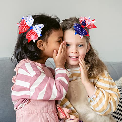 Pinzas para cabello con moño patriótico USA para niñas miniatura 2