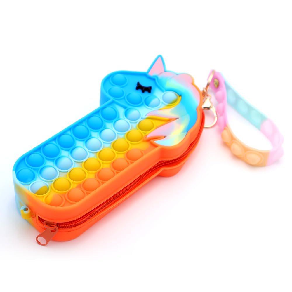 Unicorn Push Its Bubble Pencil Case Antistress Pops Fidget Toy Bag Children Stress Reliever Squeeze Toys Soft Squishy Kids Gifts