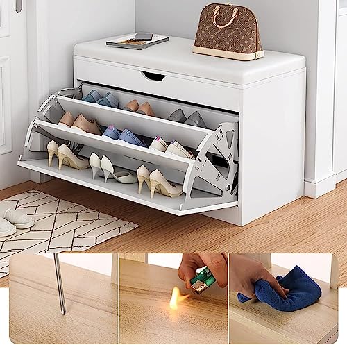 Organiseur de chaussures avec tiroirs rabattables et banc confortable