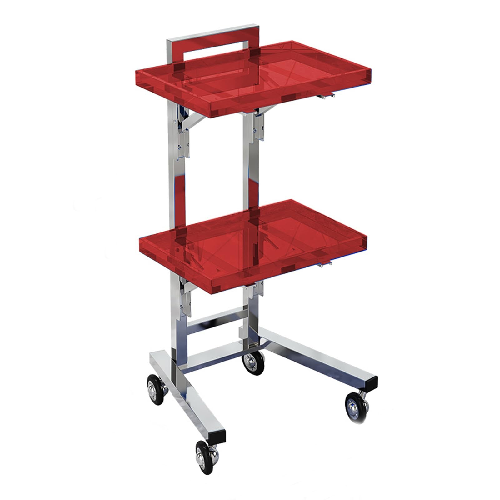 LJYKBFL Tool Trolley rolling Cart, Metal candy cart with Double Storage Tray, Metal rolling kitchen cart, for Beauty Hair Salon Tattoo Spa Clinic Medical(Red)