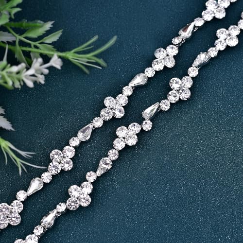 ULAPAN Rhinestone Bridal Belt Thin Silver Wedding Belt bridesmaid belts for Dresses Belts for Women Wedding(S305-CP) (champagne)2