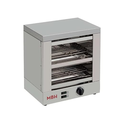 MBH - Tostadora profesional 2 pisos INOX eléctrica para HOSTELERÍA. Horno tostador de pan industrial para bar y restaurante.