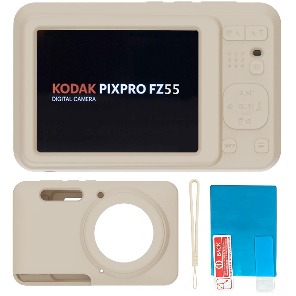 Silicone Case for Kodak PIXPRO FZ55 Digital Camera with Screen Protector and Lanyard for Kodak PIXPRO FZ55 Accessories - (Rice White)