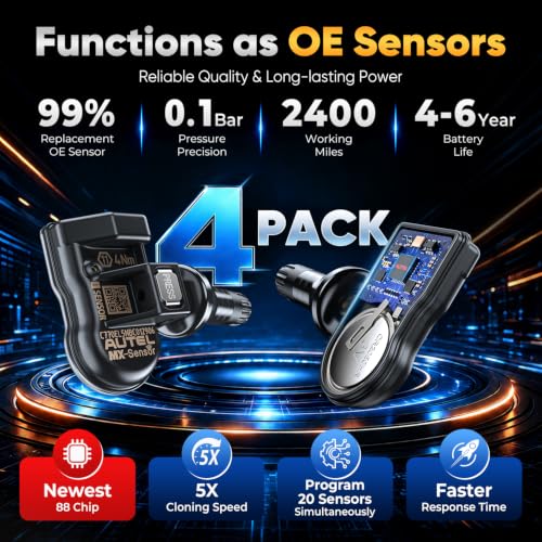 Autel TPMS Sensor Set of 4, MX-Sensor 2in 1 315MHz+433MHz Press-in Sensors - Image 4