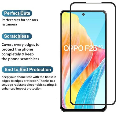 Image of HD Tempered Glass Screen Protector Compatible For Oppo F23 5G With Edge To Edge Coverage And Easy Installation Kit