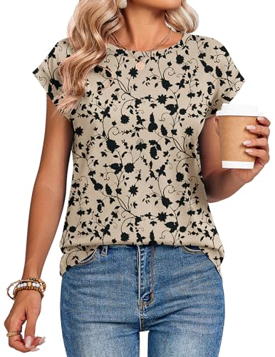 Image of Zeagoo Womens Tops Summer Casual Cap Sleeve Tshirts Shirts Business Dressy Spring Fashion Outfits Trendy Clothes