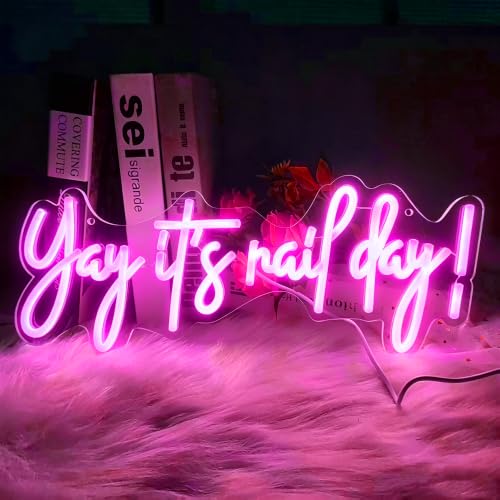 Image of Yay It's Nail Day Neon Sign for Wall Decor 16.5x6.3In