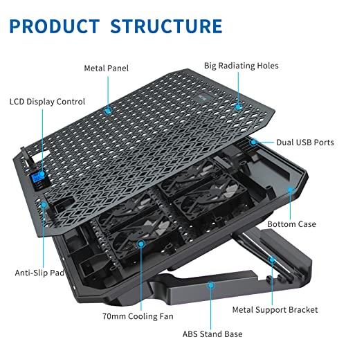 AICHESON-Laptop-Cooler-Pad-with-6-Cooling-Fans-for-11-156-Laptops-Blue-Lights-2-USB-Ports