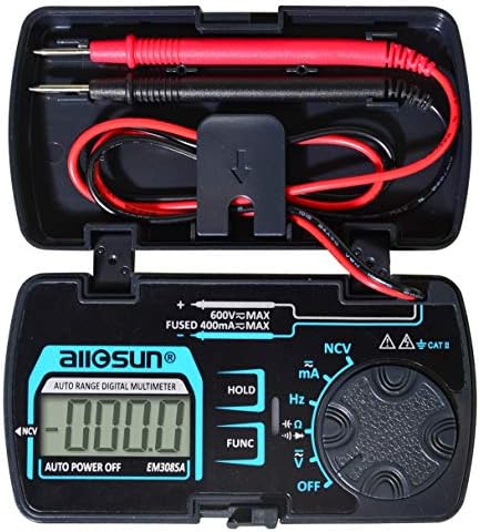 ALLOSUN Digital Multimeter Pocket Size DC AC Voltage Current Tester NCV Ohm Capacitance Frequency Diode and Continuity Test Auto Range (EM3085A (Upgraded))