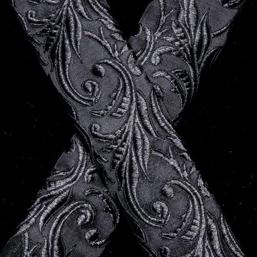 Image of Hi-Tie Men's Suspenders and Tie Set Silk Adjustable Elastic Y Braces with Strong 6 Clips Pocket Square Set