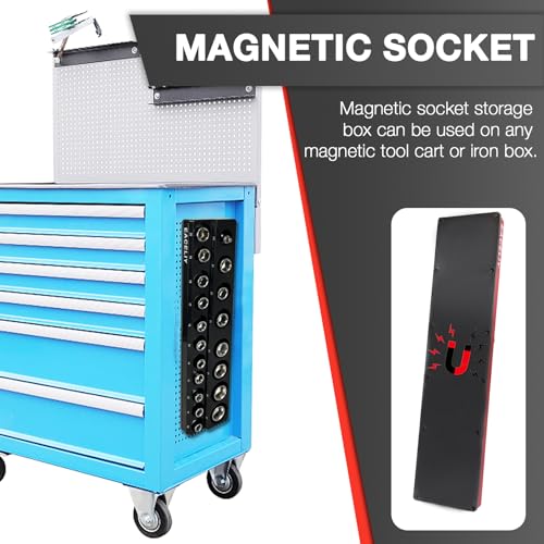 Image of EACELIY Magnetic Socket Organizer Set,Metric Socket Holder Kit, Socket Trays,holds 75 Deep and Shallow 3 /8 inch Sockets(sockets not included) 丨3Pcs 1 /2 inch, 1 /4 inch and 3 /8 inch (Black)