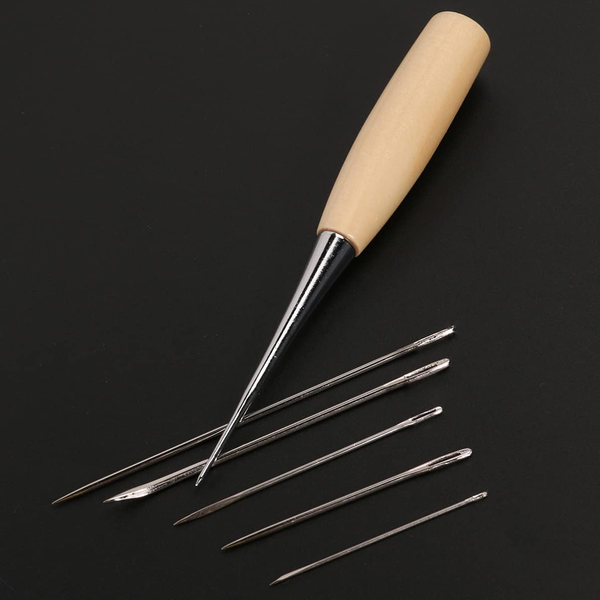 VILLFUL 10pcs Leather Hand Sewing Tool Set with Needles Stitching Awl and Thimbles Durable Sewing Needles for Crafting and DIY Projects