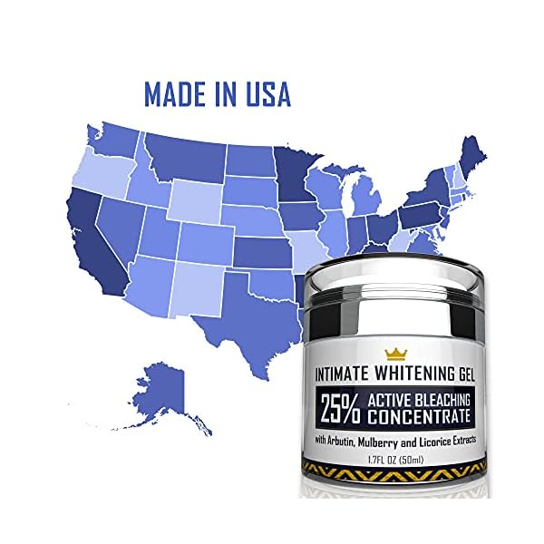 Intimate-Whitening-Cream-Made-in-USA-Skin-Lightening-Gel-for-Body-Face-Bikini-and-Sensitive-Areas-Underarm-Bleaching-Cream-with-Mulberry-Extract-Arbutin-Licorice-Extract-17-oz Intimate Whitening Cream - Made in USA Skin Lightening Gel for Body, Face, Bikini and Sensitive Areas - Underarm…