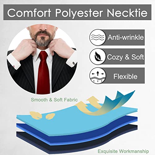 Image of Luckyvestir Mens Tie Solid Satin Neck Ties 3.15'' Formal Necktie for Wedding Business Christmas Father's Valentine's Day Gift