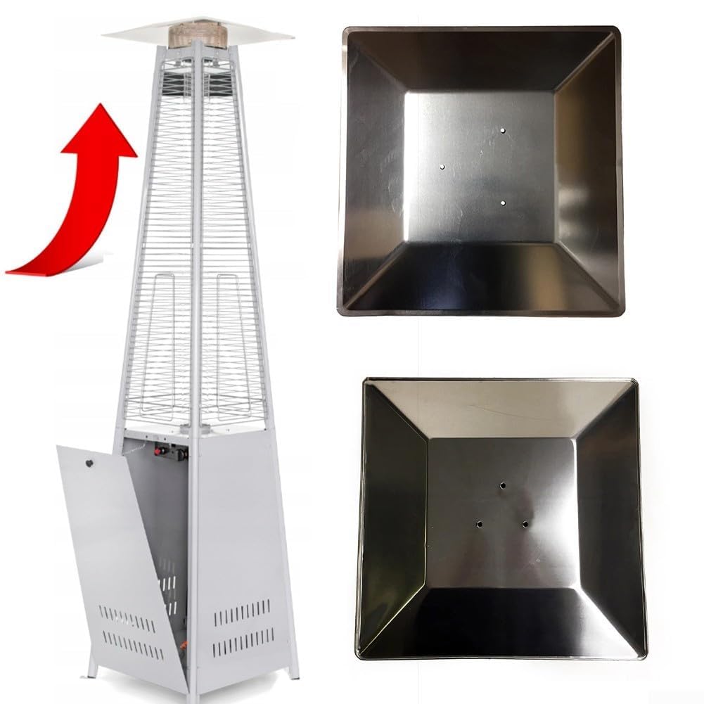 Quadratischer Aluminium-Reflektor, Flammenschutz, Ersatz für Pyramiden-Terrassenheizungen, für Lochabstand 7 cm oder 11 cm, Outdoor-Wärmeverteilung, Überdachung oben (11 cm)