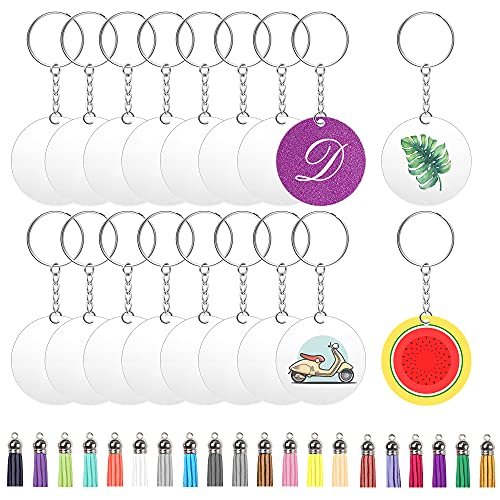 Acrylic Keychain Blanks, 200pcs Clear Keychain Blanks for Vinyl kit Includes 40pcs Clear Acrylic Blanks, 40pcs Keychain Tassels, 40pcs Key Chain Rings,40pcs Screw Eye Pins and 40pcs Jump Rings