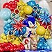 ALL-IN-1 Hedgehog Balloon Arch Kit with BONUS Rings & Starburst Balloons - Red Blue Yellow Balloons Garland for Cartoon Hedgehog Birthday Party Decorations & Party Supplies - Somic Party Decorations S