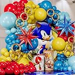 ALL-IN-1 Hedgehog Balloon Arch Kit with BONUS Rings & Starburst Balloons - Red Blue Yellow Balloons Garland for Cartoon Hedgehog Birthday Party Decorations & Party Supplies - Somic Party Decorations S - Image 5