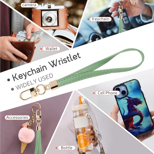 Image of KNGITRYI Small Wristlet Wallets for Women RFID Credit Card Holder Wallet Keychain Wristlet Wallet Credit Card Wallets for Women (Mint Green)