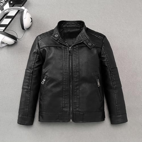 XFGLCK Toddler Kids Boys Jackets Faux Leather Motorcycle Coats Fall Winter Outwear 1-6Y2