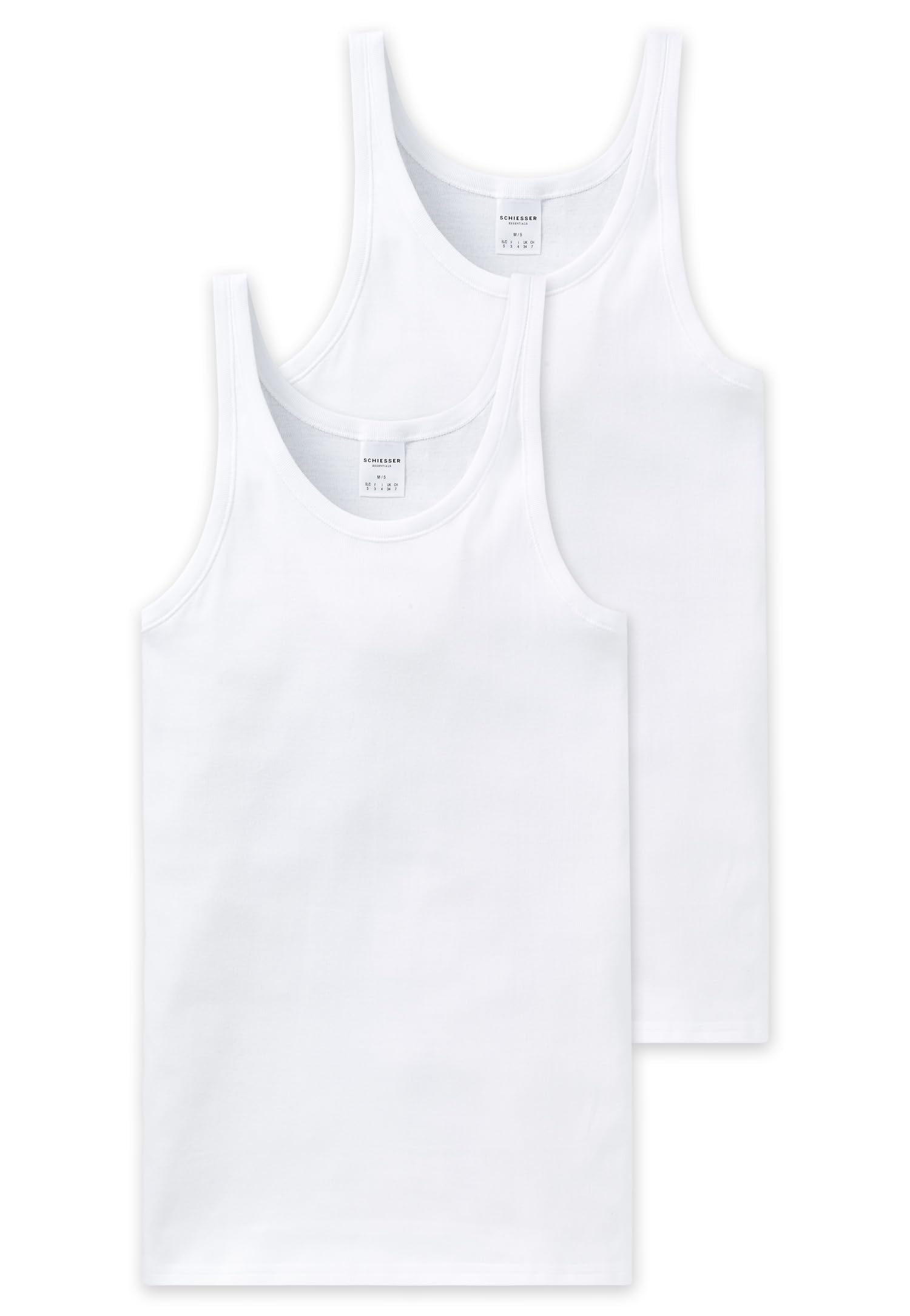 Schiesser Męski podkoszulek 10 sztuk - Cotton Basic, drobno prążkowany, podwójne prążkowanie, biały, biały, XL