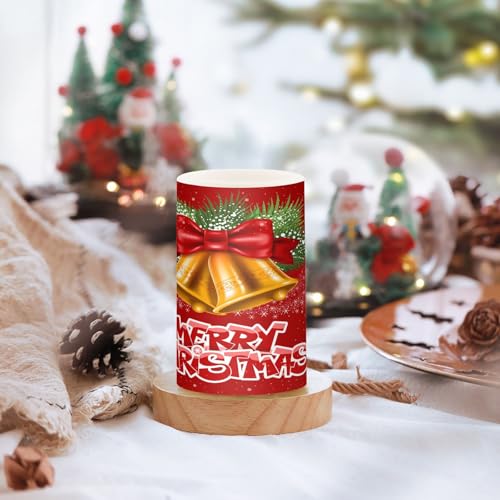 Image of Flickering Flameless Candles, Christmas Bells LED Candles with Remote Timer, Set of 2 Battery Operated Candle for Valentine Wedding Birthday