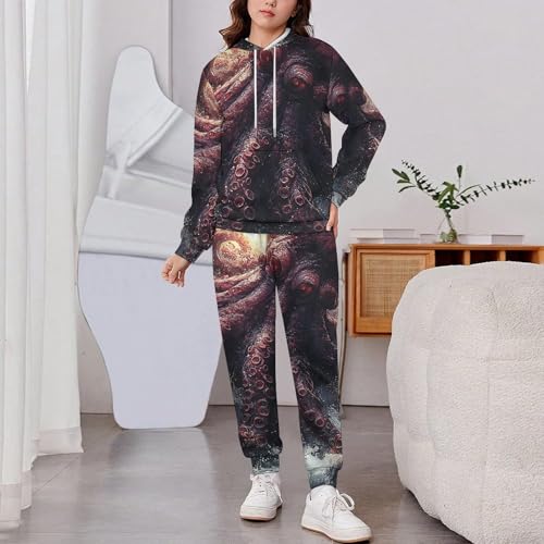 Boys Girls Hoodie Pants Hooded Sweatshirt Sweatpant 2 Piece Clothing Set, Kraken Octopus Tentacles2