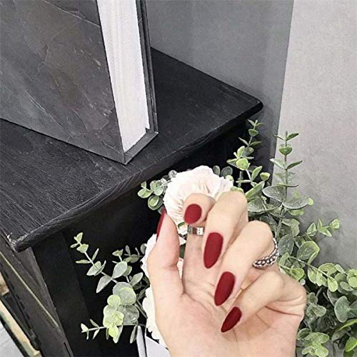 24Pcs Full Cover Pointed Head Scrub Rot Frisches Temperament Matt Falsche Nägel Tragbar Stiletto Fake Press On Nails…