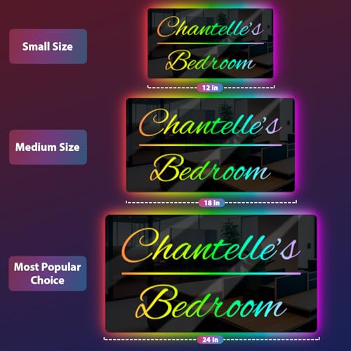 Image of Personalized Mirror LED Business Name Sign | Acrylic mirror finish, office branding, salon decor, lobby display, custom logo, modern commercial wall art