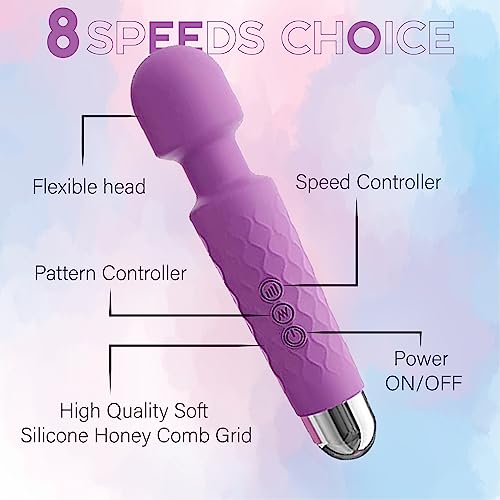 Image of Full Body Massager for Women & Men, Rechargeable Wireless Massager Machine for Pain Relief, Handheld Massager with Medical Grade Silicone, 8 Speeds, 20 Modes, Purple