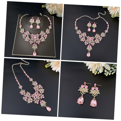 Conjunto de joyas para novia con tiara, collar y pendientes de rhinestone 3