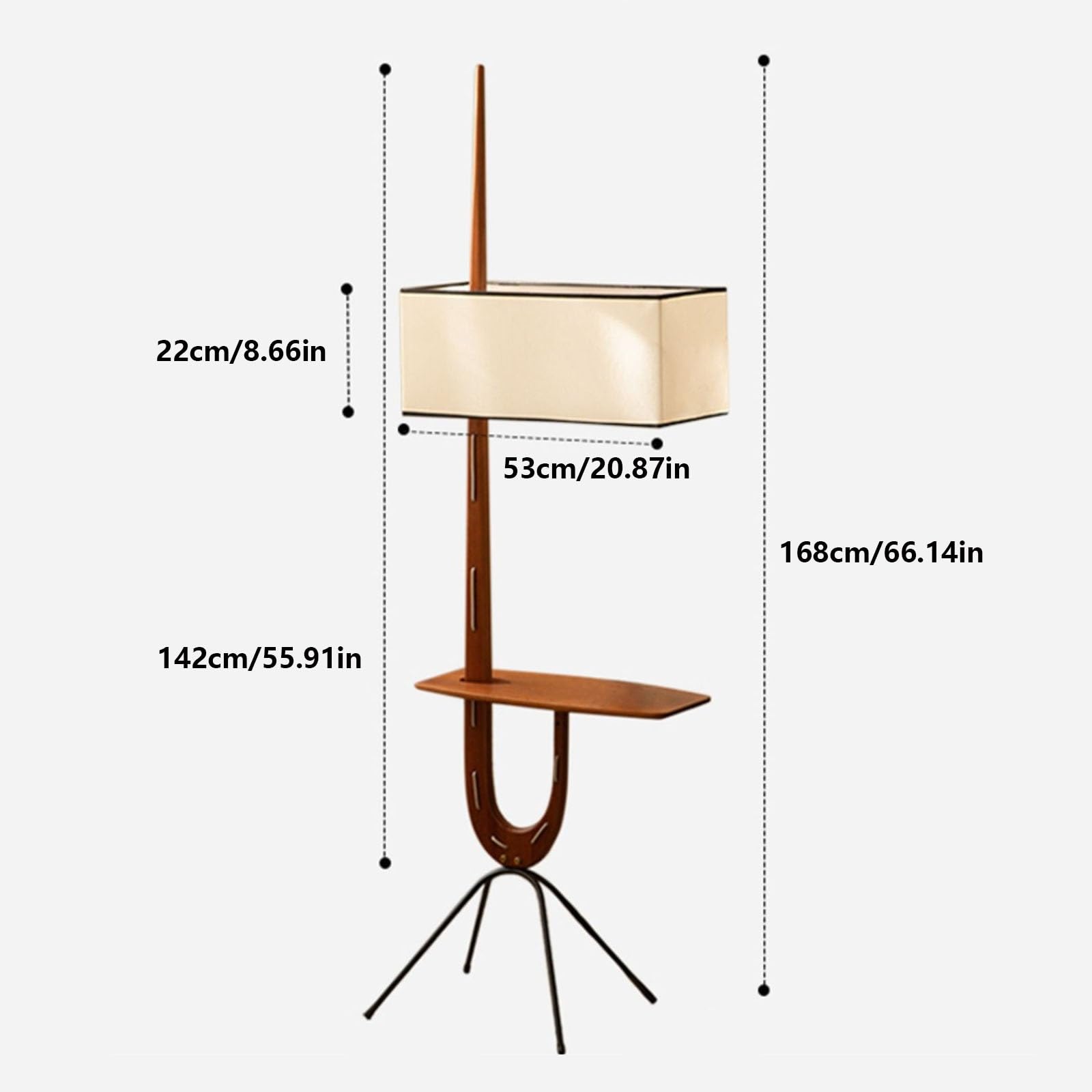 Lampy stojące Nowoczesna lampa podłogowa do salonu, lampa podłogowa ze stołem, boczna lampa stołowa z litego drewna, lampa stojąca z półkami