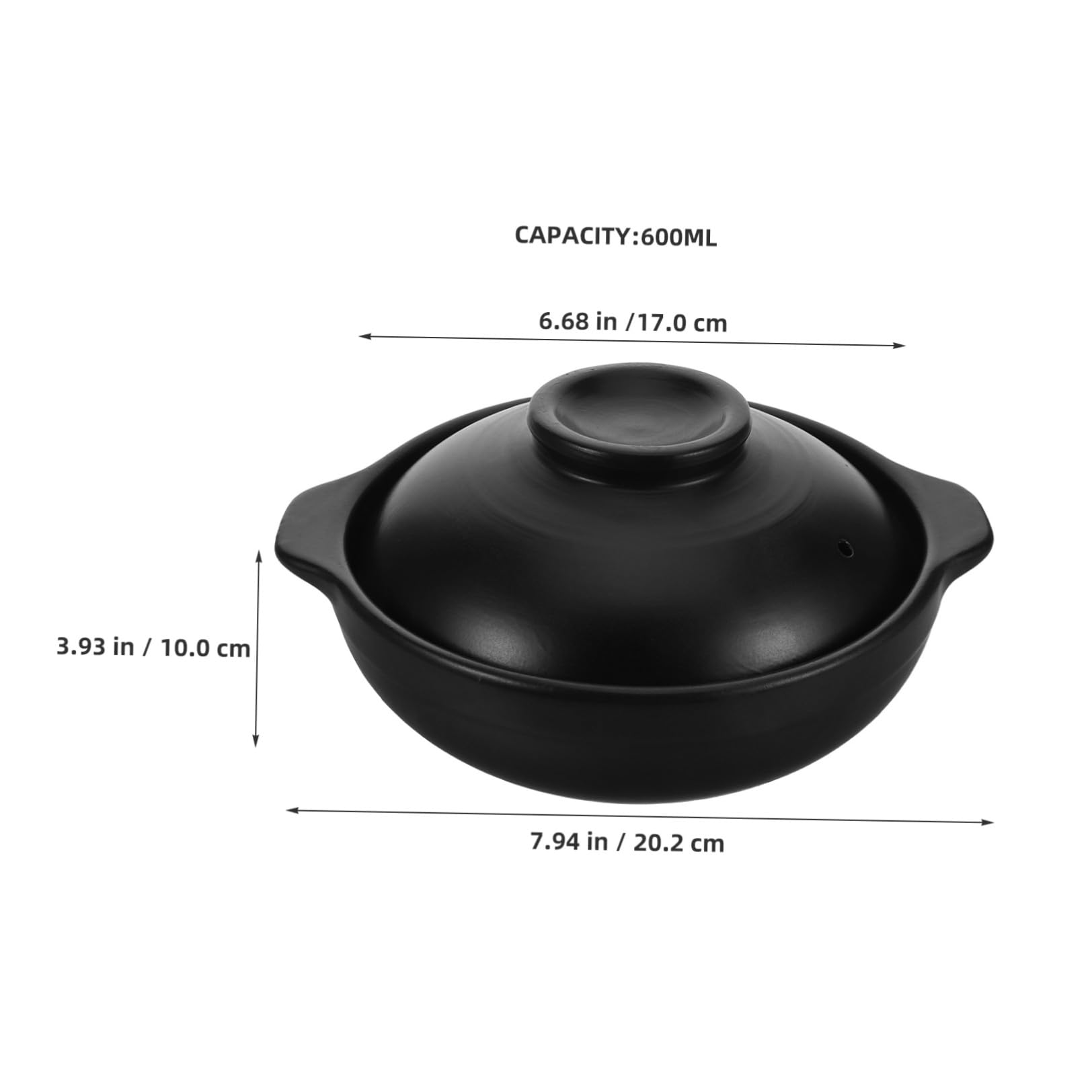 NOLITOY Olla de barro coreana con tapa resistente al calor para cocina y restaurante cazuela de terracota para arroz guisos y comida tradicional fácil de limpiar y portátil 600ml