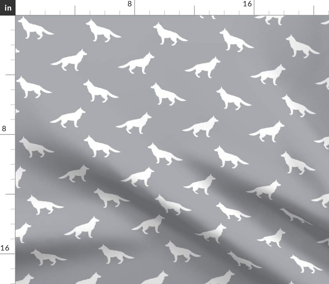 Spoonflower Fabric - German Shepherd Silhouette Dog Pet Gray Portrait Printed on Petal Signature Cotton Fabric by The Yard - Sewing Quilting Apparel Crafts Decor