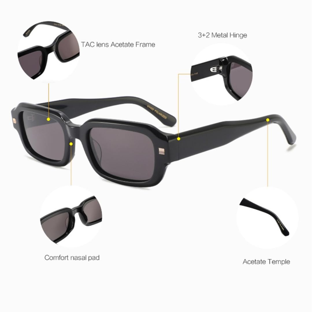 Occhiali da sole polarizzati da uomo e donna in acetato, stile retrò, protezione UV400