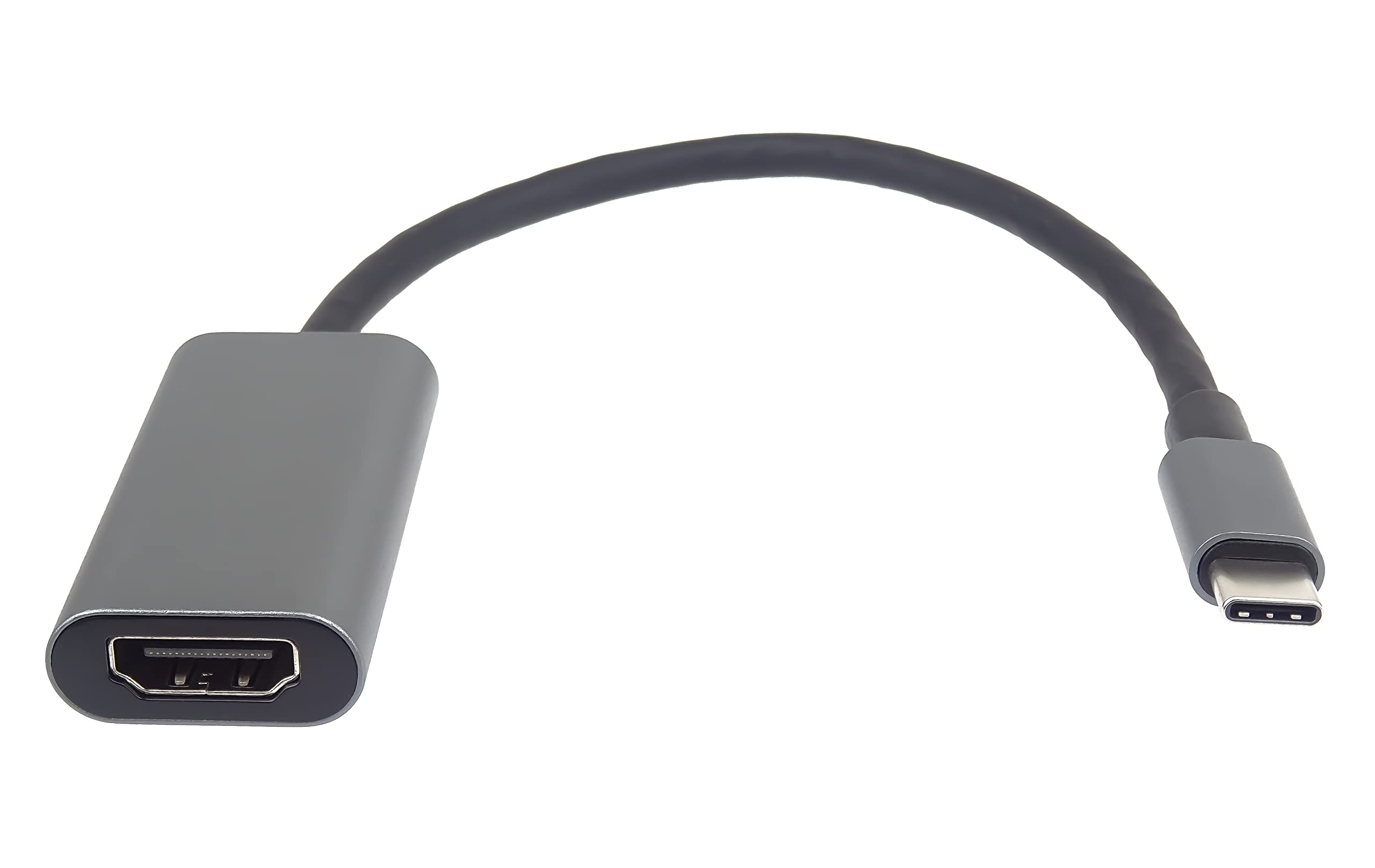 PremiumCord USB-C to HDMI Converter, USB 3.2 Type C Male to HDMI Female, Resolution up to 4K 2160p 30Hz, Full HD 1080p, HDCP, Metal Housing, Colour: Space Grey