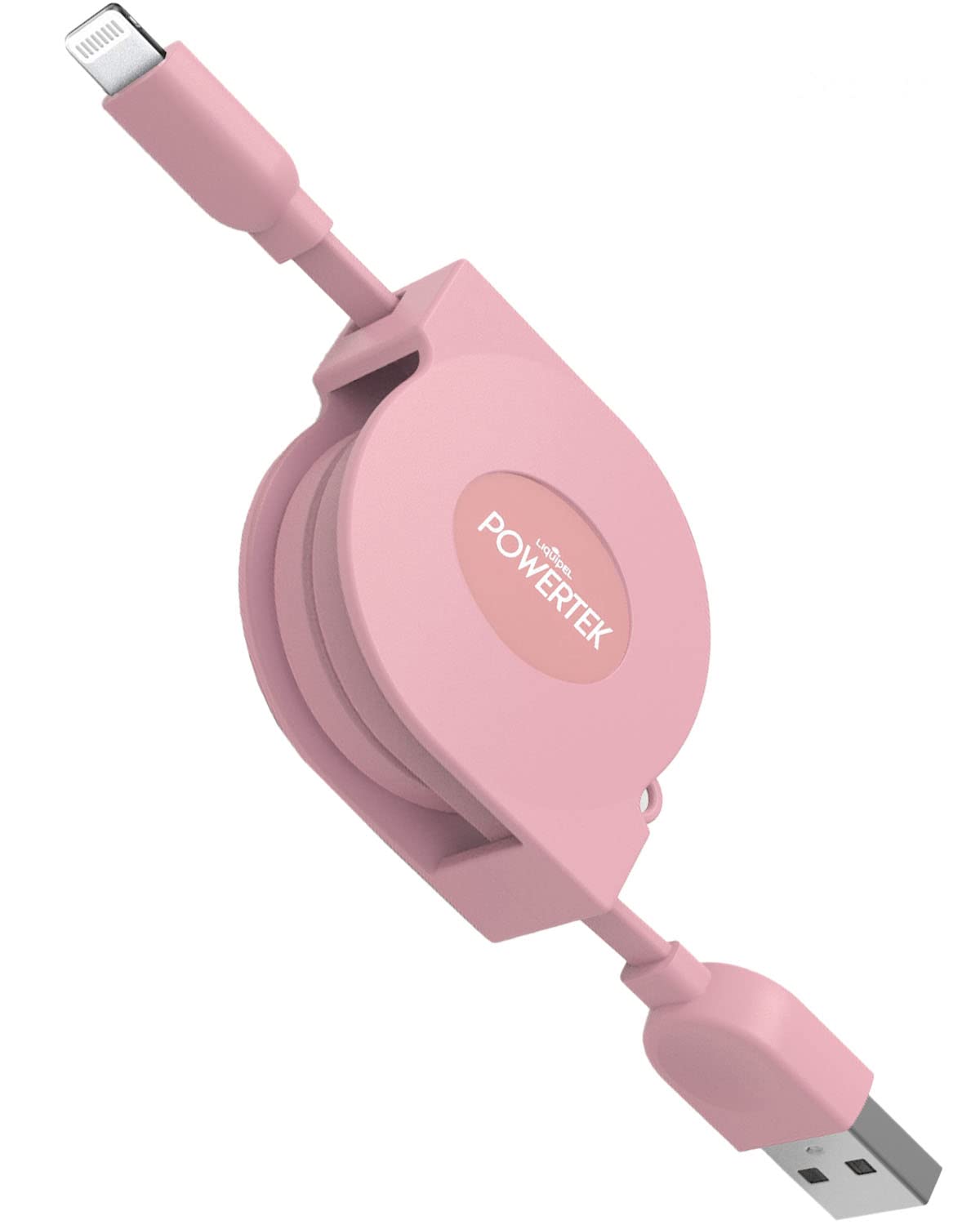 LIQUIPELPowertek Retractable MFi Certified Charger Compatible for Apple iPhone, iPad, 3ft Cable, Lightning to USB Cable Cord, Fast Charging Lightning Cable (Pink)