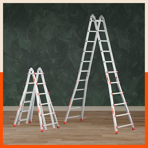 Image of Bathla X-Tend Apex 18.2 Ft Heavy Duty Aluminium Extension Ladder | 150 kg Capacity | Anti-Slip | Multipurpose A-Frame Folding Ladder | Extendable to 5.6 m| for Home, Stairs, Indoor, Outdoor & Roof Use