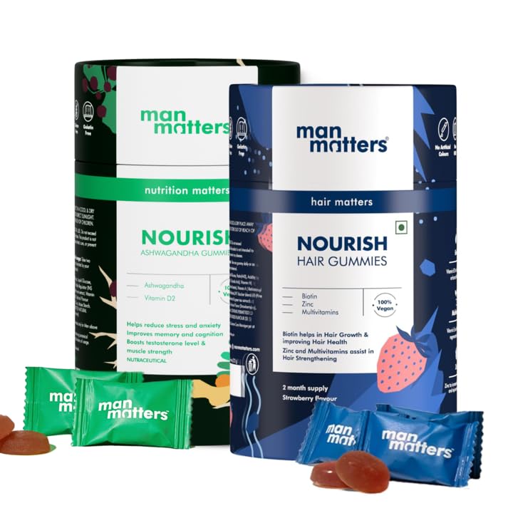 Man Matters Ashwagandha Gummies & Biotin Gummies (120 Gummies) | 300mg Ashwagandha & Biotin | Nourishes Hair, Promotes Recovery, Enhances Well-Being, With Vit A, Vit C, Vit E, Zinc & DHT Blocker (B0B42WVD86) Amazon Price History, Amazon Price Tracker