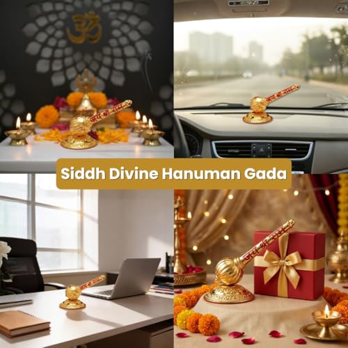 Image of VAMA Hanuman Gada for Car Siddh at Narsimha Temple, Chandni Chowk | Temple Energized Hanuman Gada for Pooja | Hanuman Idol for Car | Divine Protection, Strength & Blessings | 70 Gm Metal Spiritual