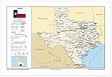 13x19 Texas General Reference Wall Map - Anchor Maps USA Foundational Series - Cities, Roads, Physical Features, and Topography [ROLLED]