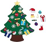 Koomiao Albero di Natale in Feltro con 30 Ornamenti Staccabili, Riutilizzabile Eco-Friendly Albero di Natale da Appendere Decorazioni Natalizie 100x75cm
