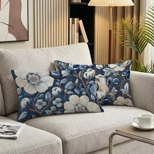 Taie d'oreiller 40x80 bleu double face aux finitions soignées