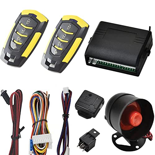 Riloer Car Security Antitheft Alarm Keyless Entry System with Remote Control Siren Sensor, Universal 12V Auto