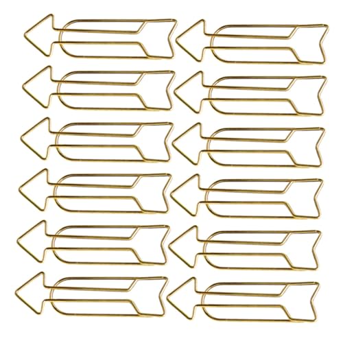 ERINGOGO 12個 金色矢印形状メモクリップ ノートホルダー デスク周り便利グッズ 事務用品用紙留めアクセサリー