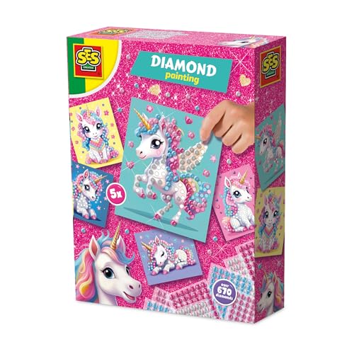 Ses Creative 14726 Licorne - Peinture Diamant - Kit de Loisirs Créatifs pour Enfants dès 3 Ans - Décorez des Cartes avec Autocollants Diamant - Idéal pour...
