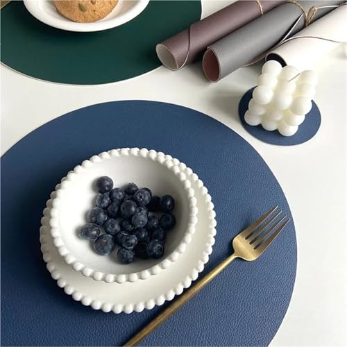 Sets de table ronds en similicuir PU tapis isolants double face