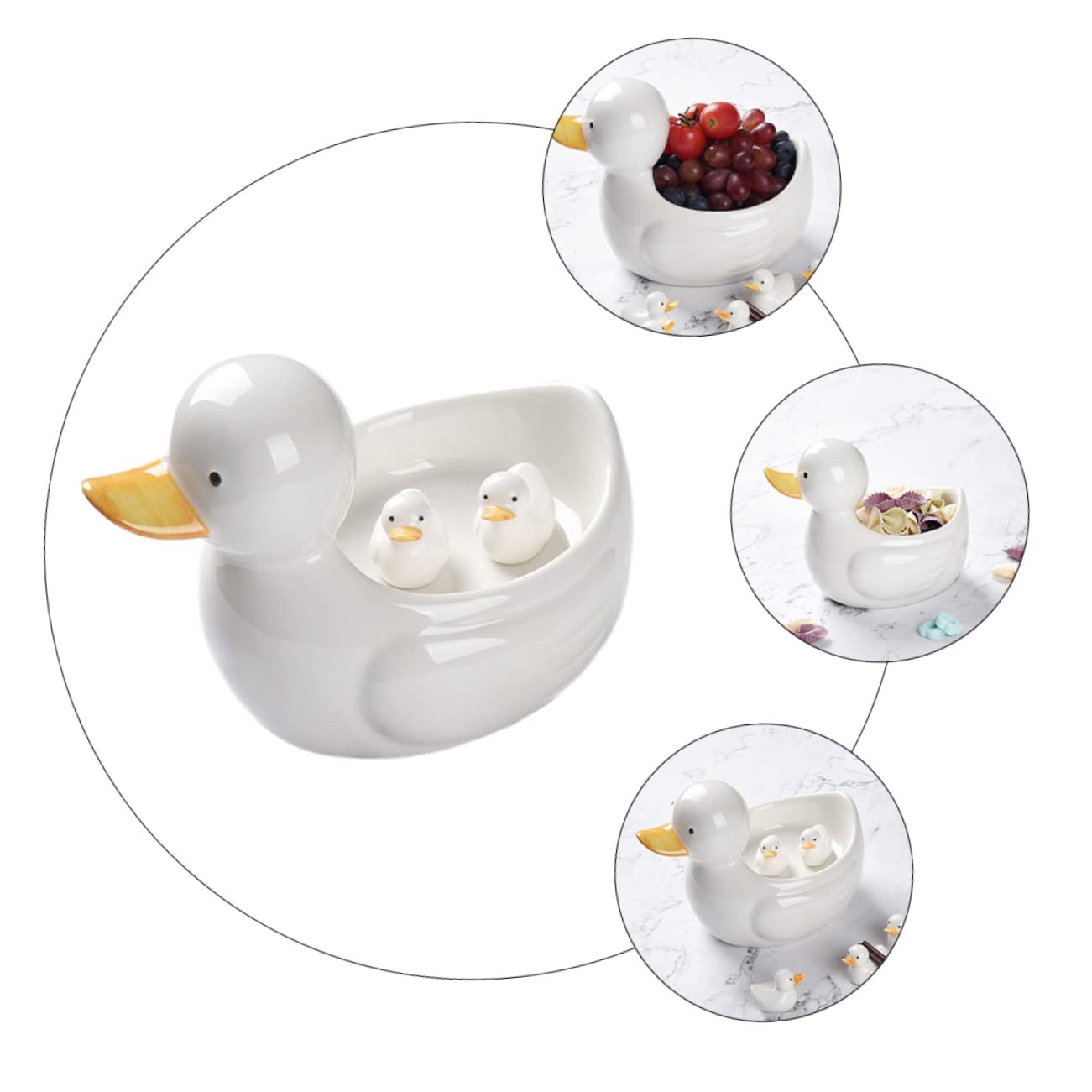 OUNONA Keramik Essstäbchenhalter Ständer Satz mit 3 Niedlichen Weißen Enten in Japanischem Stil Leicht zu Reinigen und Robust Essstäbchenablage für Alltag