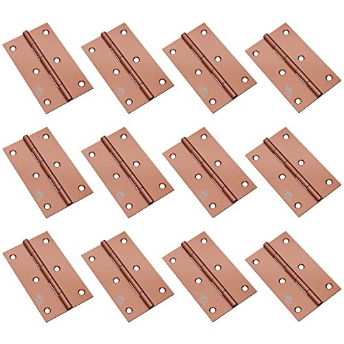 Image of Atlantic Window Door Hinges 3 Inch x 16 Gauge /1.7 MM Thickness, Premium Stainless Steel Welded Head, Rose Gold Finish, Pack of 12 Pcs