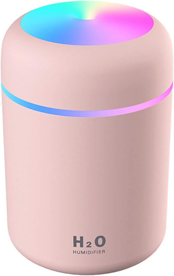 Entweg Humidificador de Niebla, 300 ml, con Luz Nocturna Colorida Portátil, Apagado Automático Silencioso, Alimentado por USB para el Dormitorio, la Oficina, Casa,Coche
